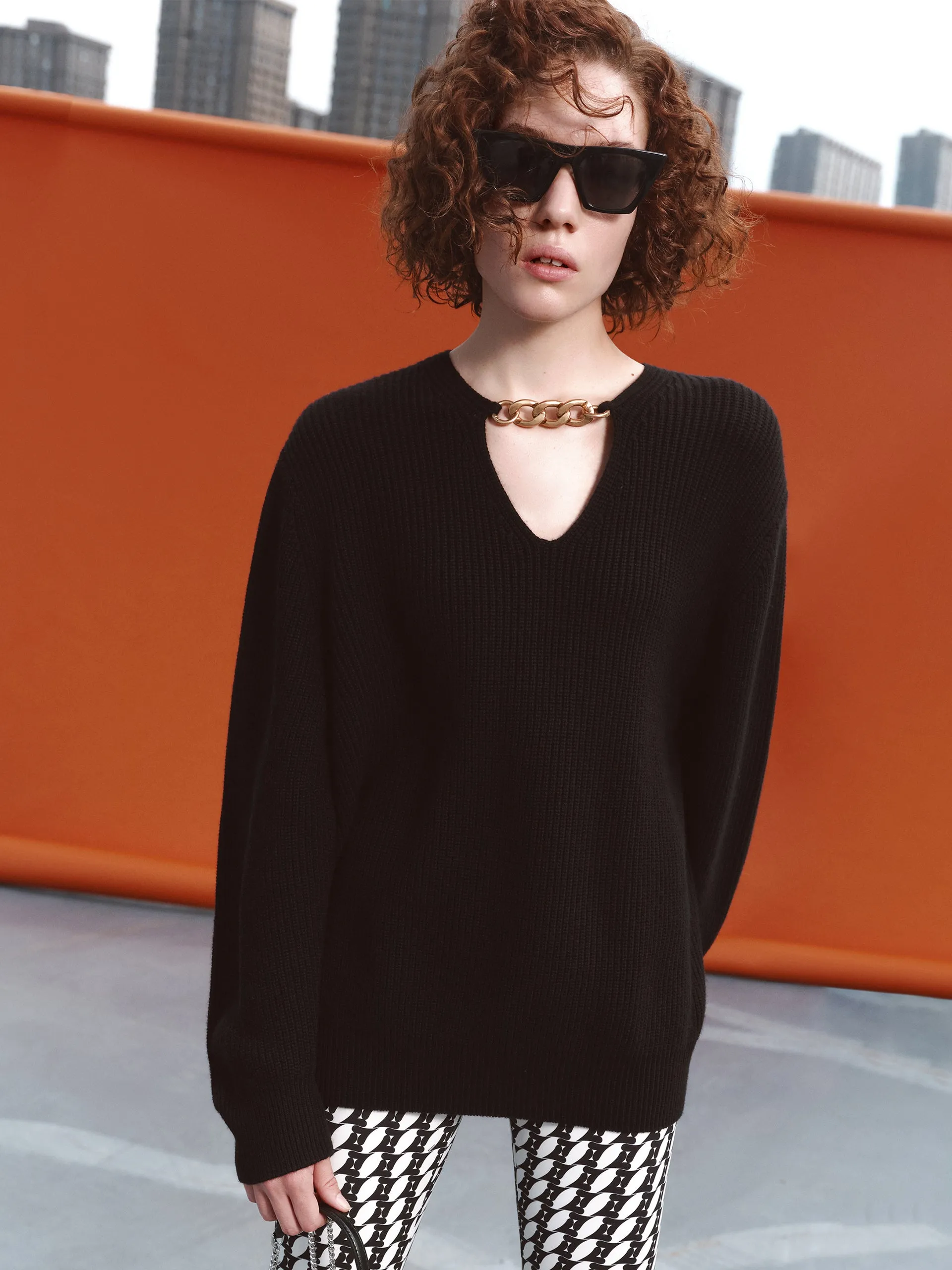 Oversize Chain Knitted Wool Sweater