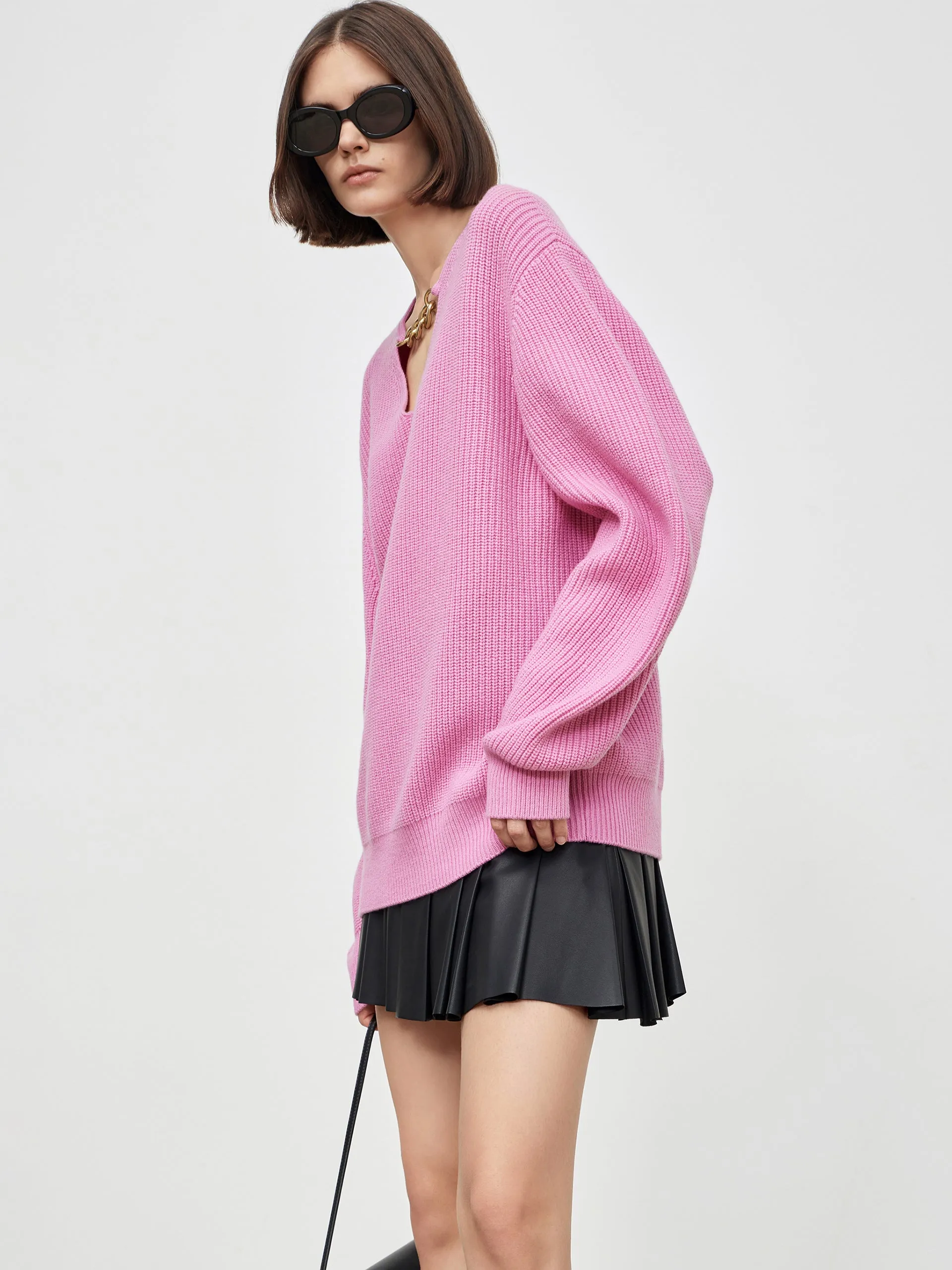 Oversize Chain Knitted Wool Sweater