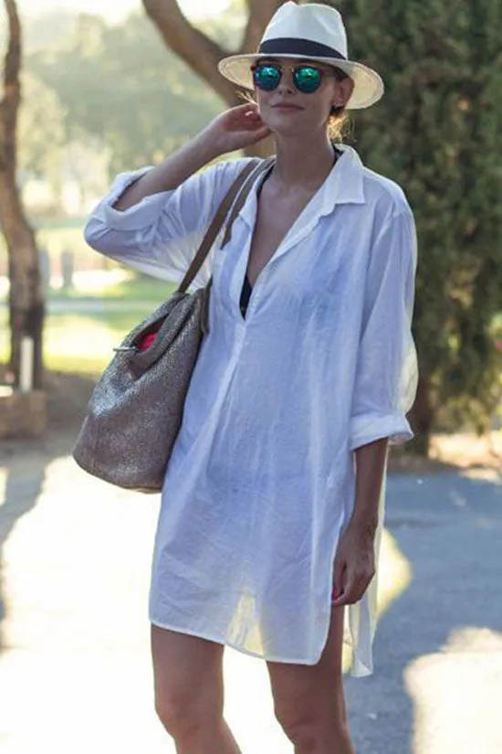 Oversized Long Sleeve Coverup Shirtdress