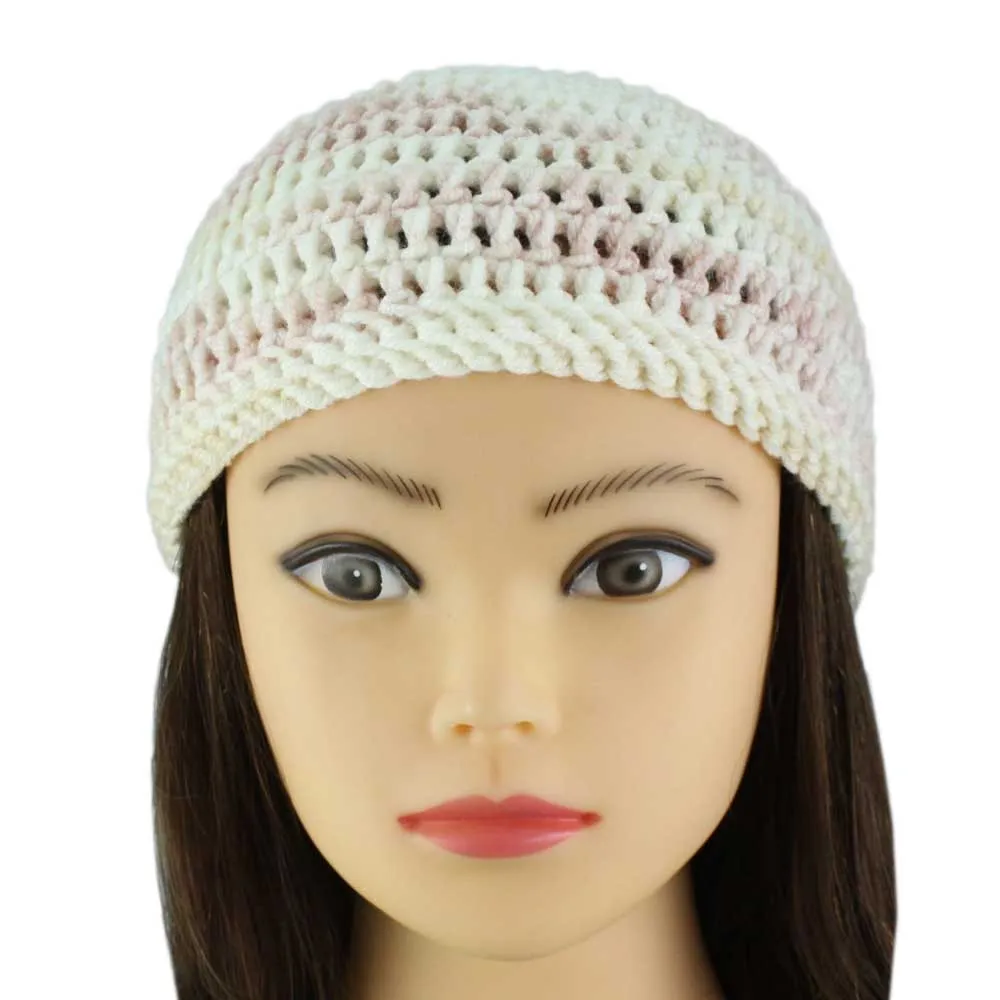 Pastel Pink and Tan Beanie Hat Small/Medium - JMCH30SM