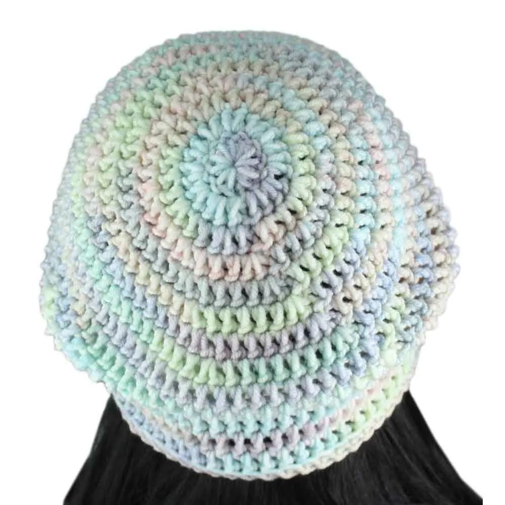 Pastel Rainbow Crochet Beanie Hat Medium/Large - JMCH20ML