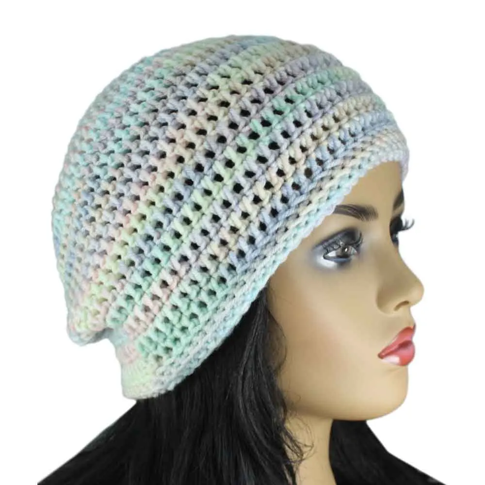 Pastel Rainbow Crochet Beanie Hat Medium/Large - JMCH20ML