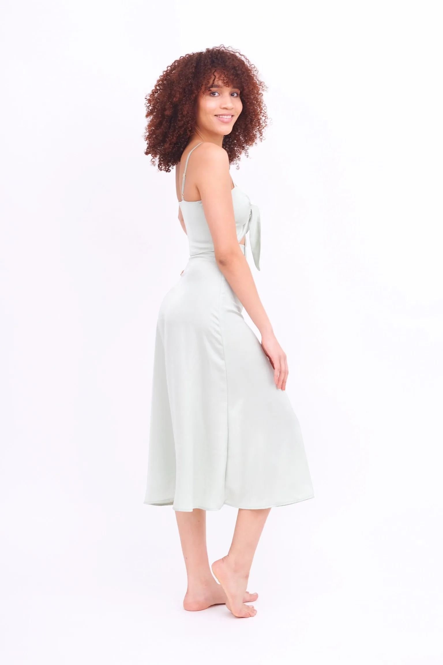 Pastel Sage Skirt with Side Slit