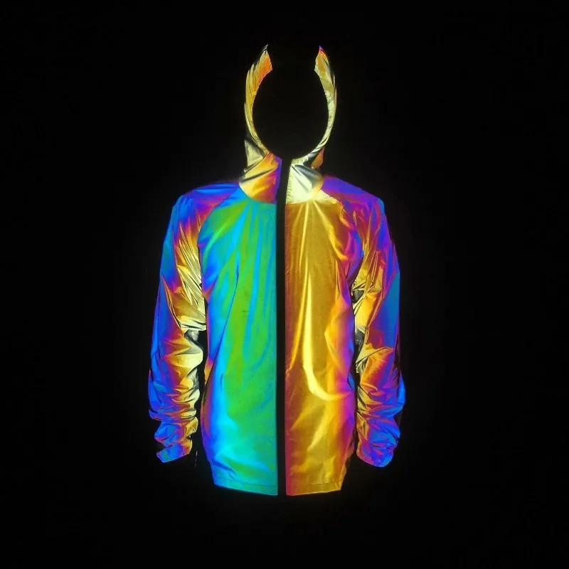 Patchwork Mesh Reflective Jacket