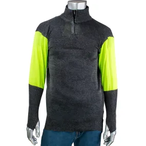 PIP PJG145-3CM-HVB-TH-2XL ATA Blended Cut Resistant 1/4 Zip Pullover with Hi-Vis Sleeves and Thumb Holes