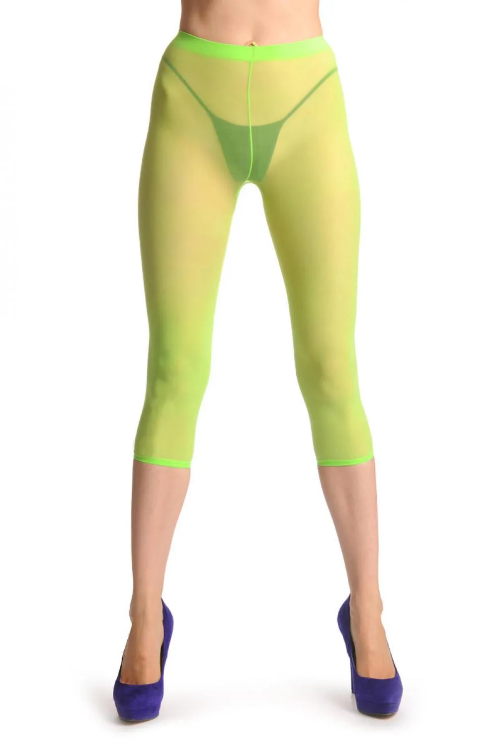 Plain Bright Green Three Quarter Tights (Capri)