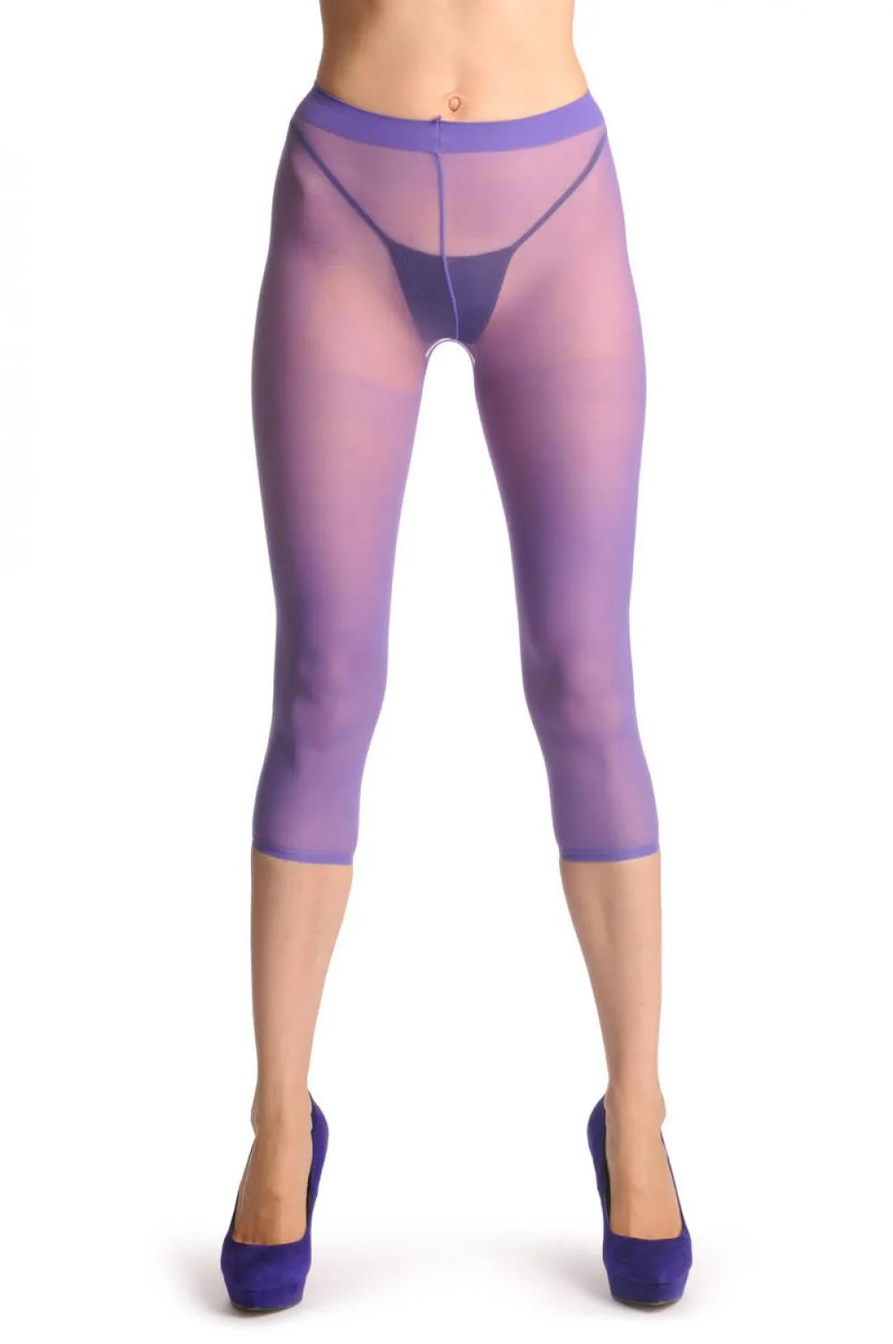 Plain Lilac Three Quarter Tights (Capri)