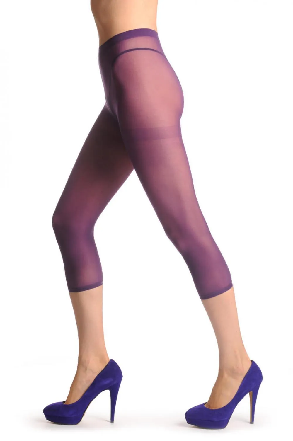 Plain Purple Three Quarter Tights (Capri)