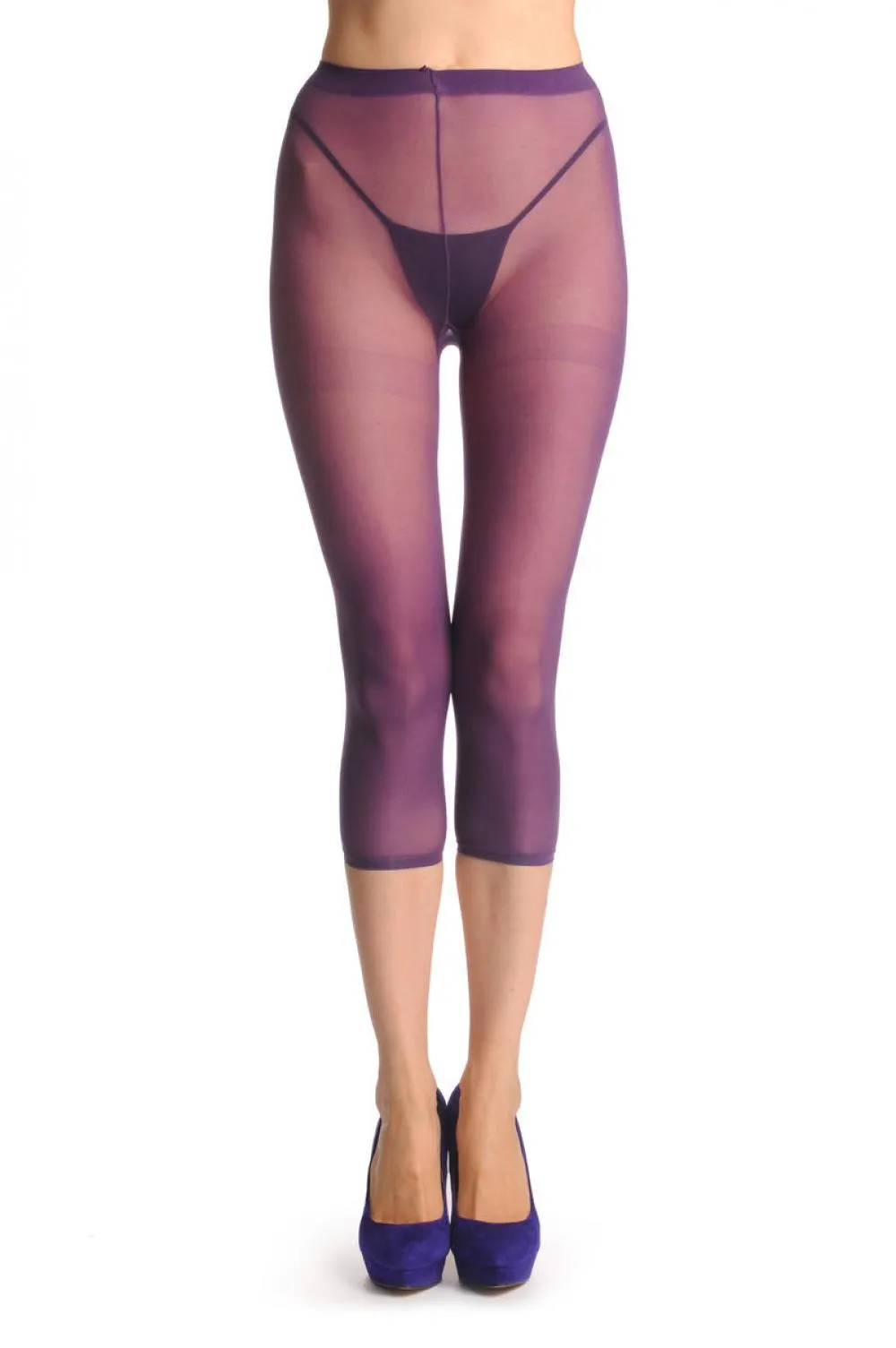 Plain Purple Three Quarter Tights (Capri)