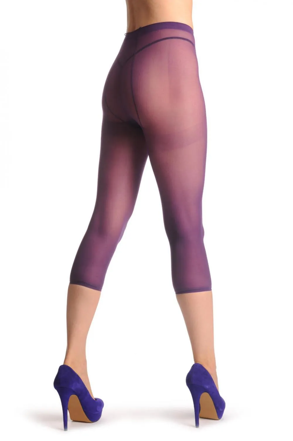 Plain Purple Three Quarter Tights (Capri)