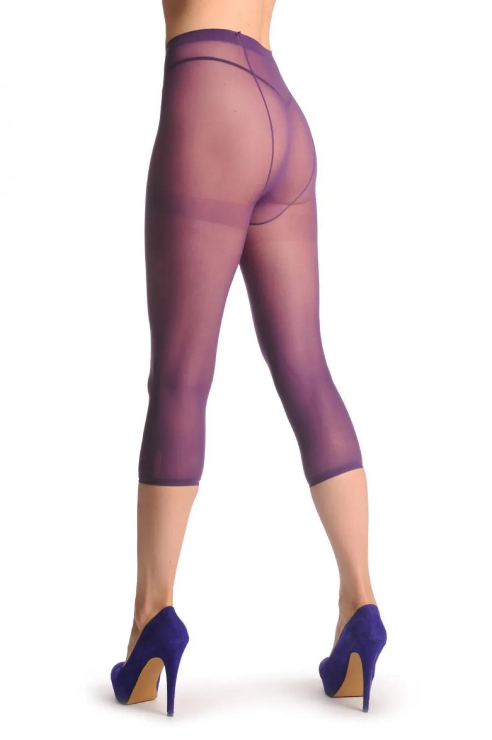 Plain Purple Three Quarter Tights (Capri)