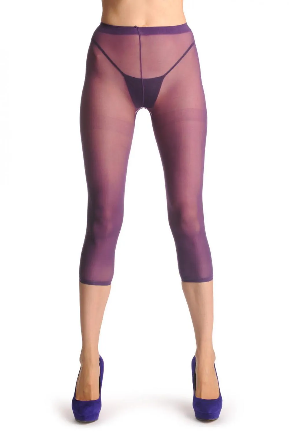 Plain Purple Three Quarter Tights (Capri)