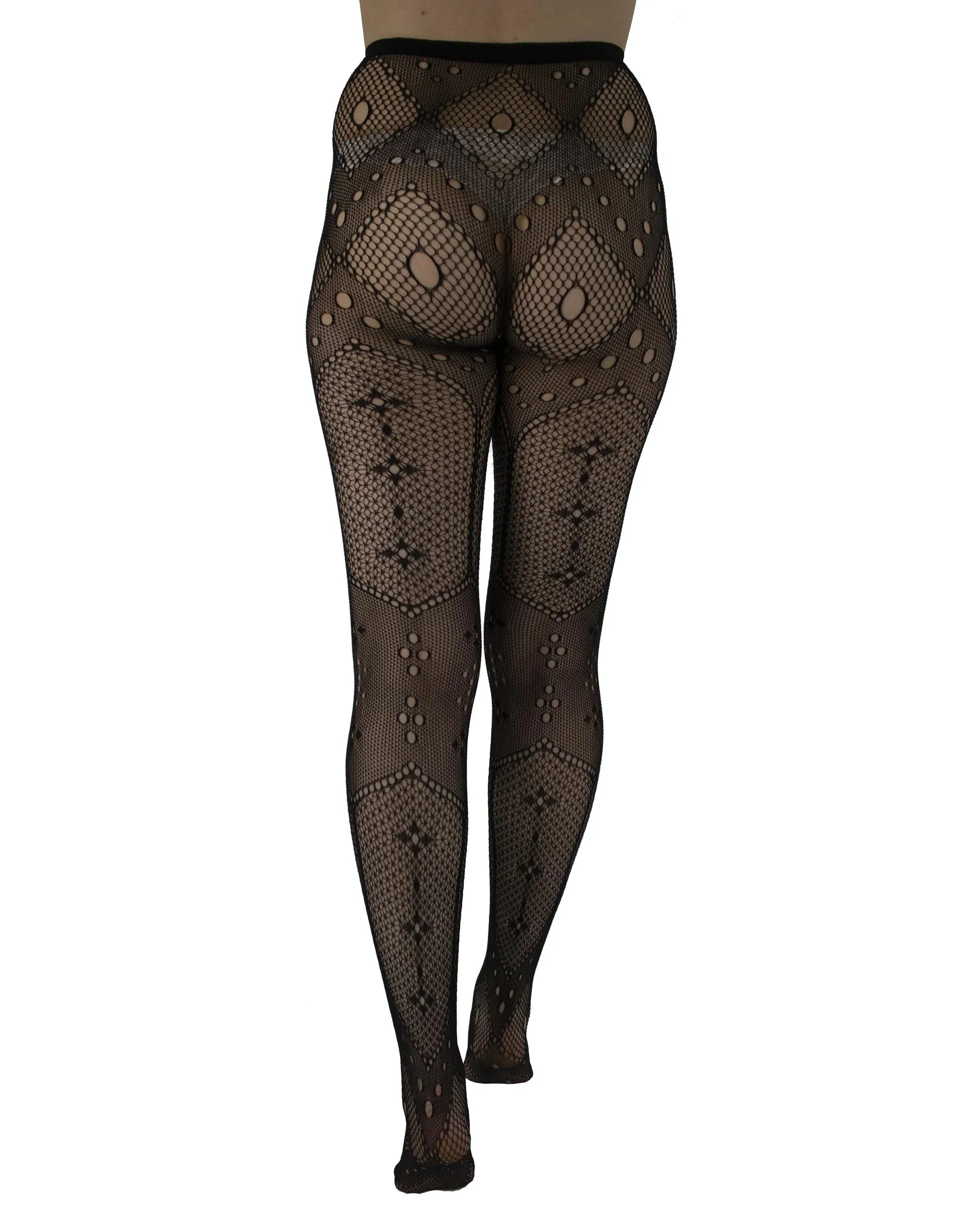 PM Spot Pattern Net Tights - Black