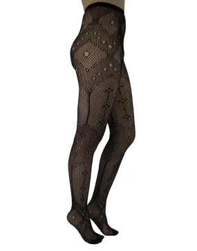 PM Spot Pattern Net Tights - Black