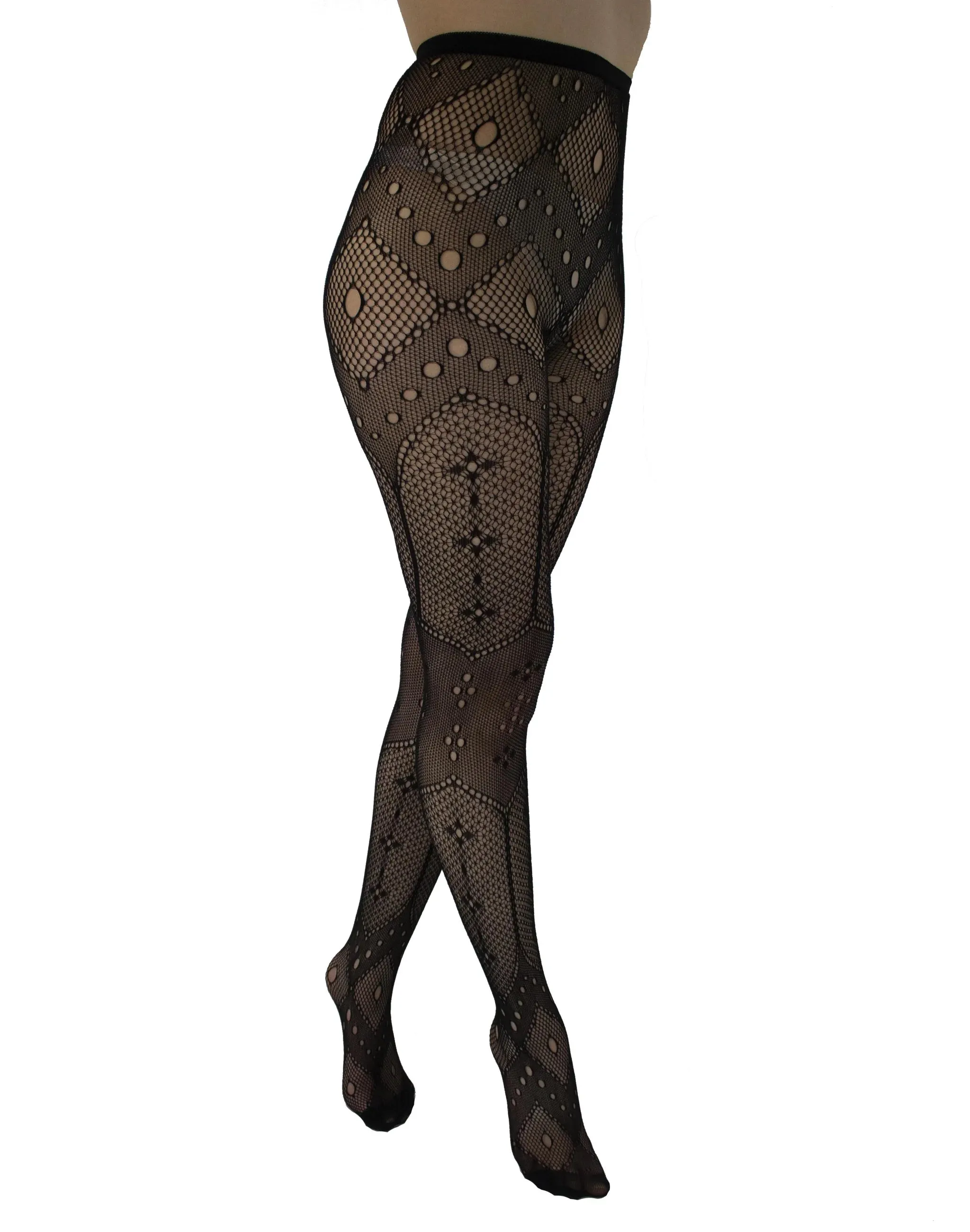 PM Spot Pattern Net Tights - Black