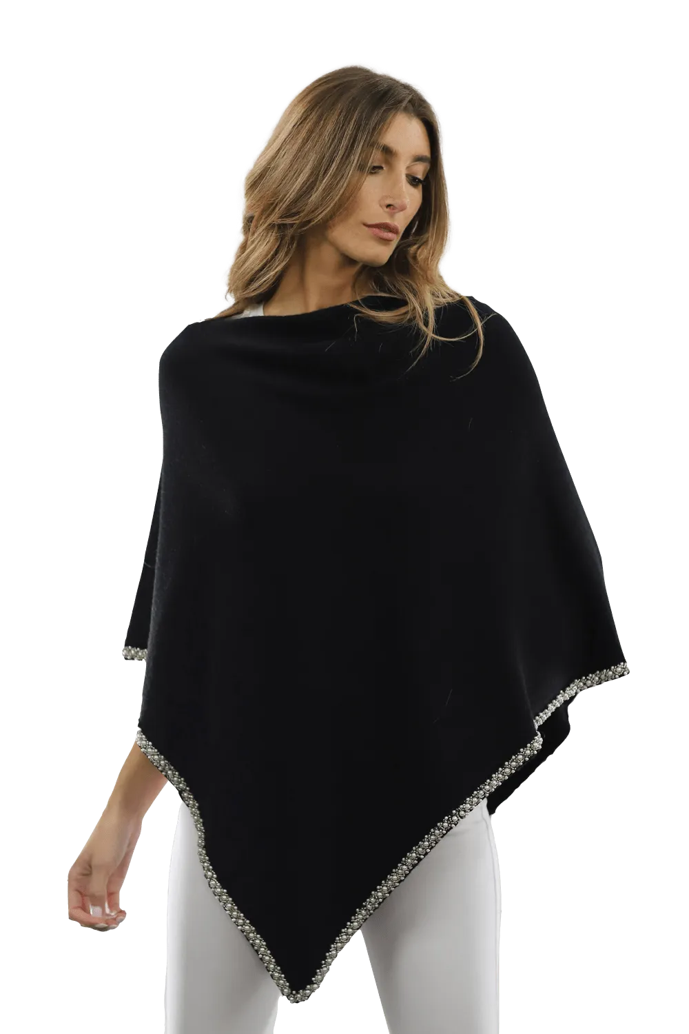 Poncho with Beaded Boarder