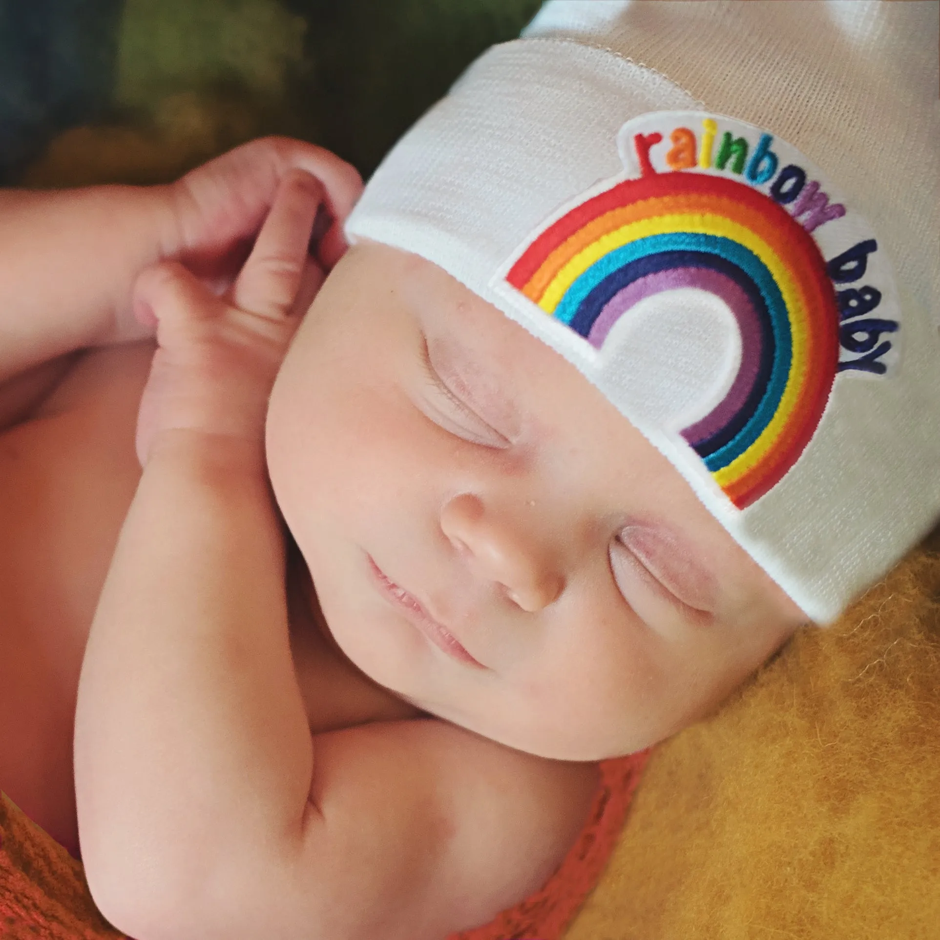 Rainbow Baby Hospital Hat - White, Blue and Pink Newborn Hat Infant Hat