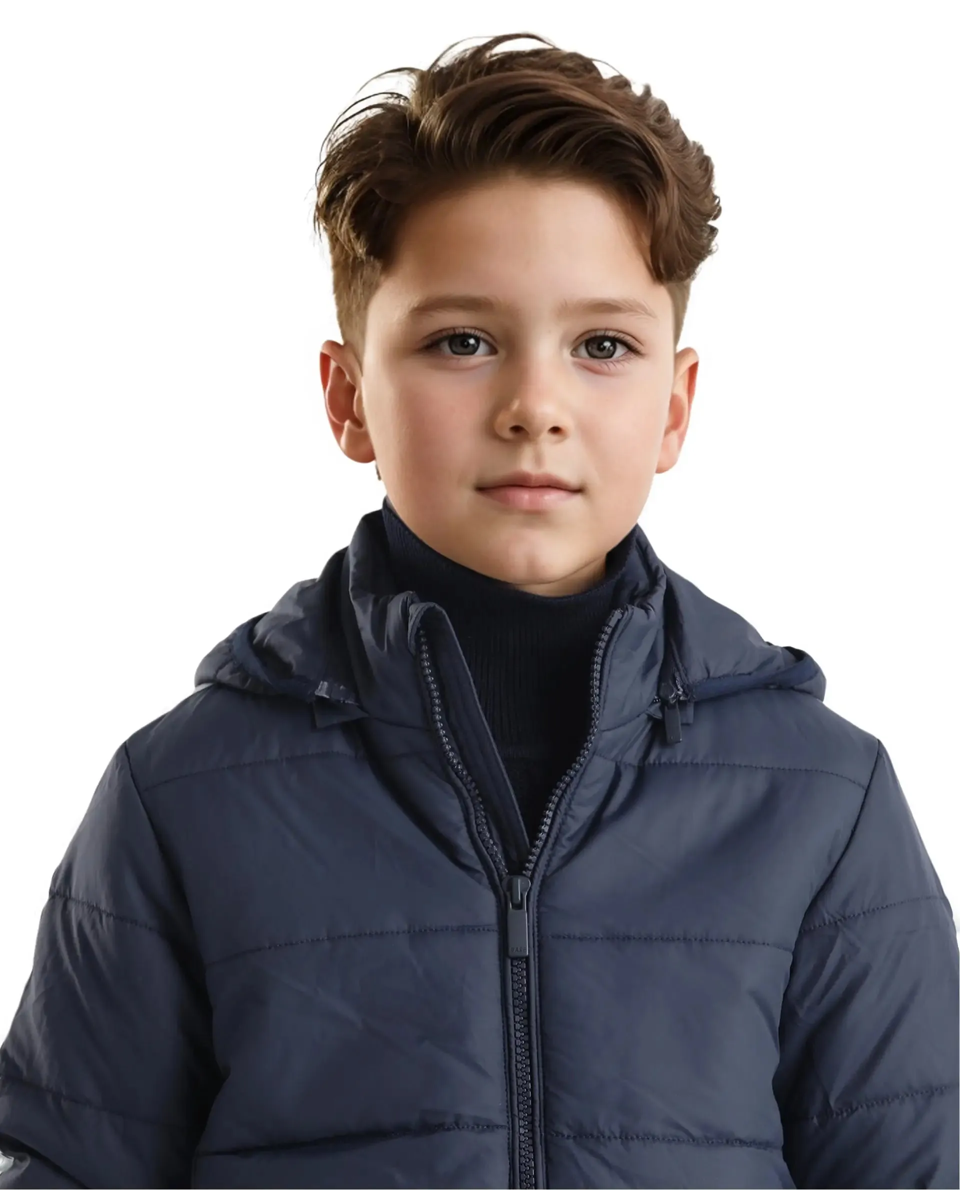 Rare Ones Kids Bolin Navy Polyester Full Sleeve Hooded Solid Jacket