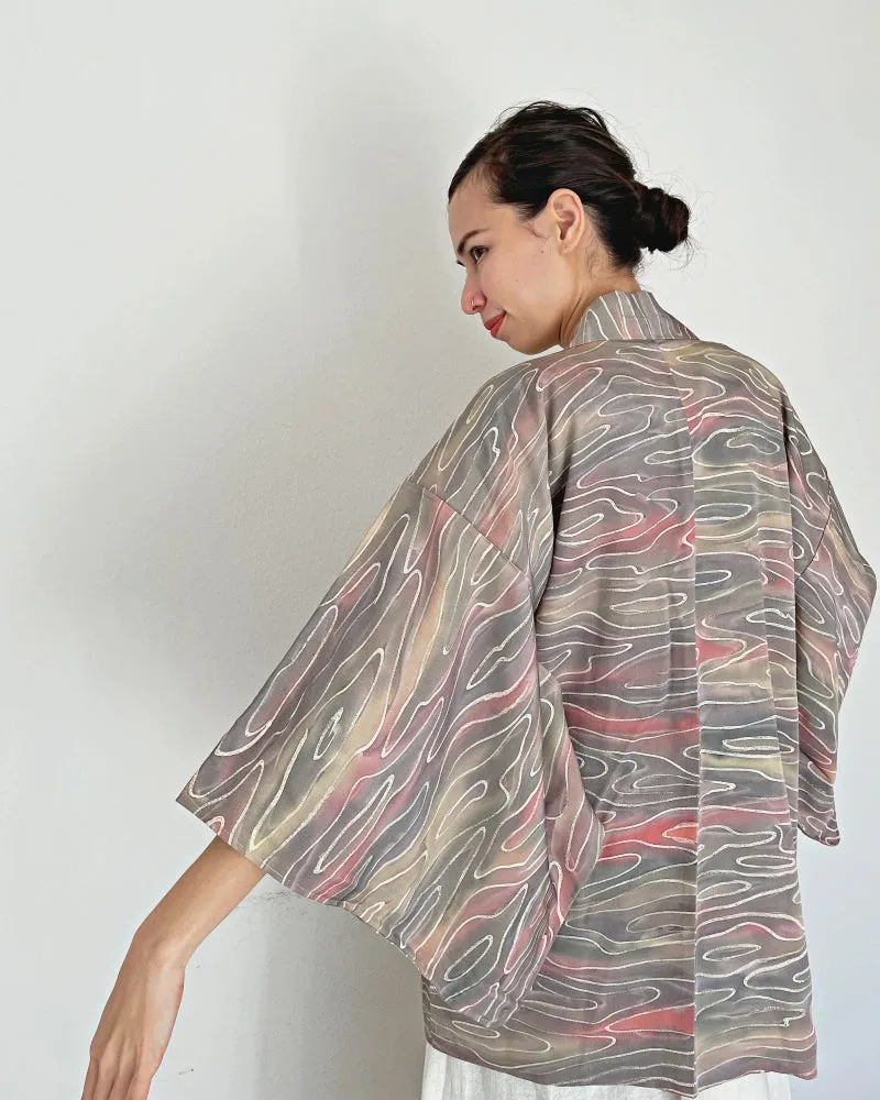 Ripple Smokey Purple Ombre Haori Kimono Jacket