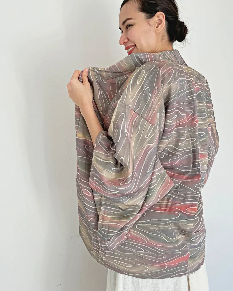 Ripple Smokey Purple Ombre Haori Kimono Jacket