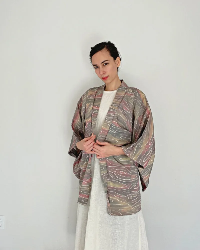 Ripple Smokey Purple Ombre Haori Kimono Jacket