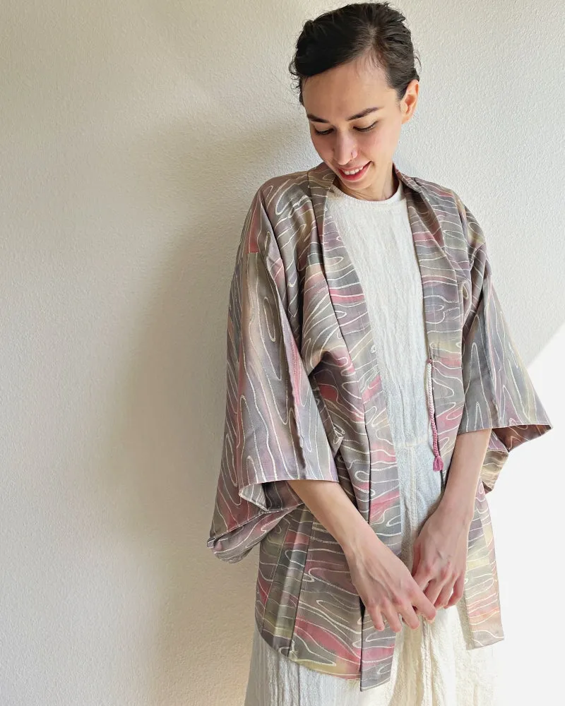 Ripple Smokey Purple Ombre Haori Kimono Jacket