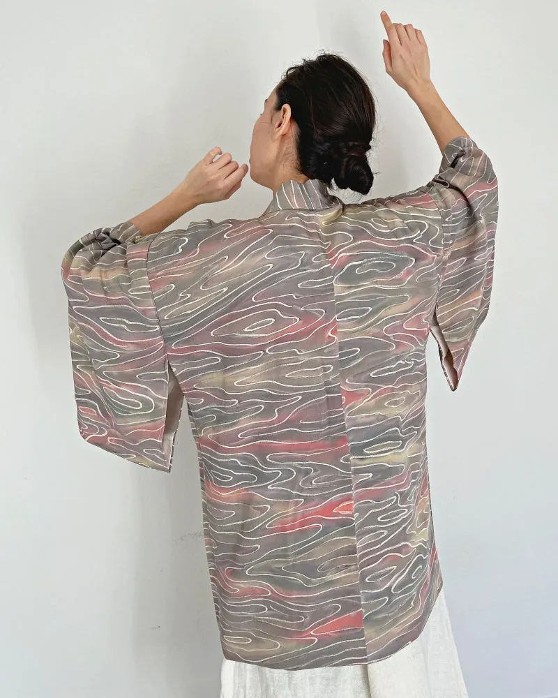 Ripple Smokey Purple Ombre Haori Kimono Jacket