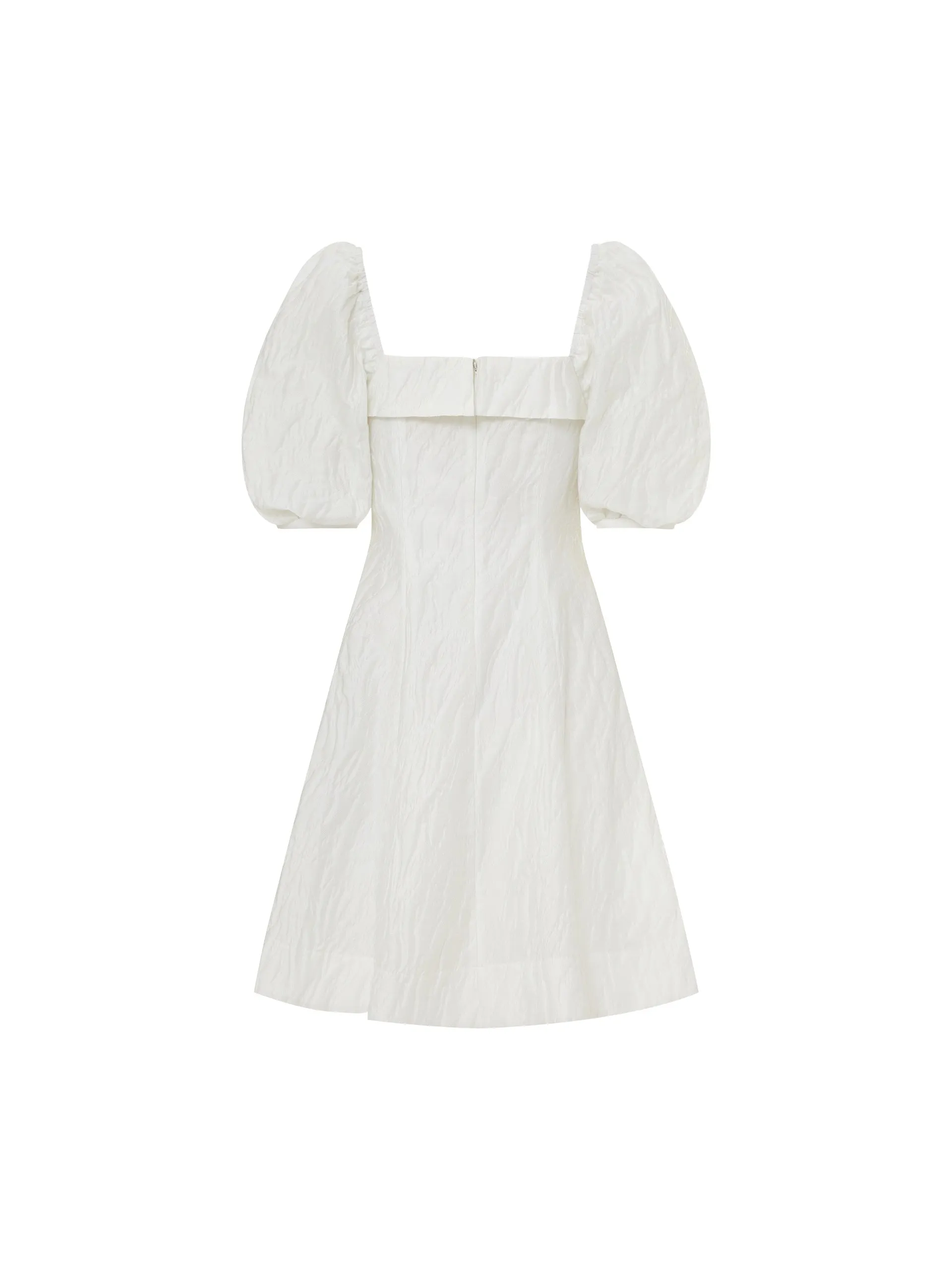 Ruffle Neck Puff Sleeve Dress