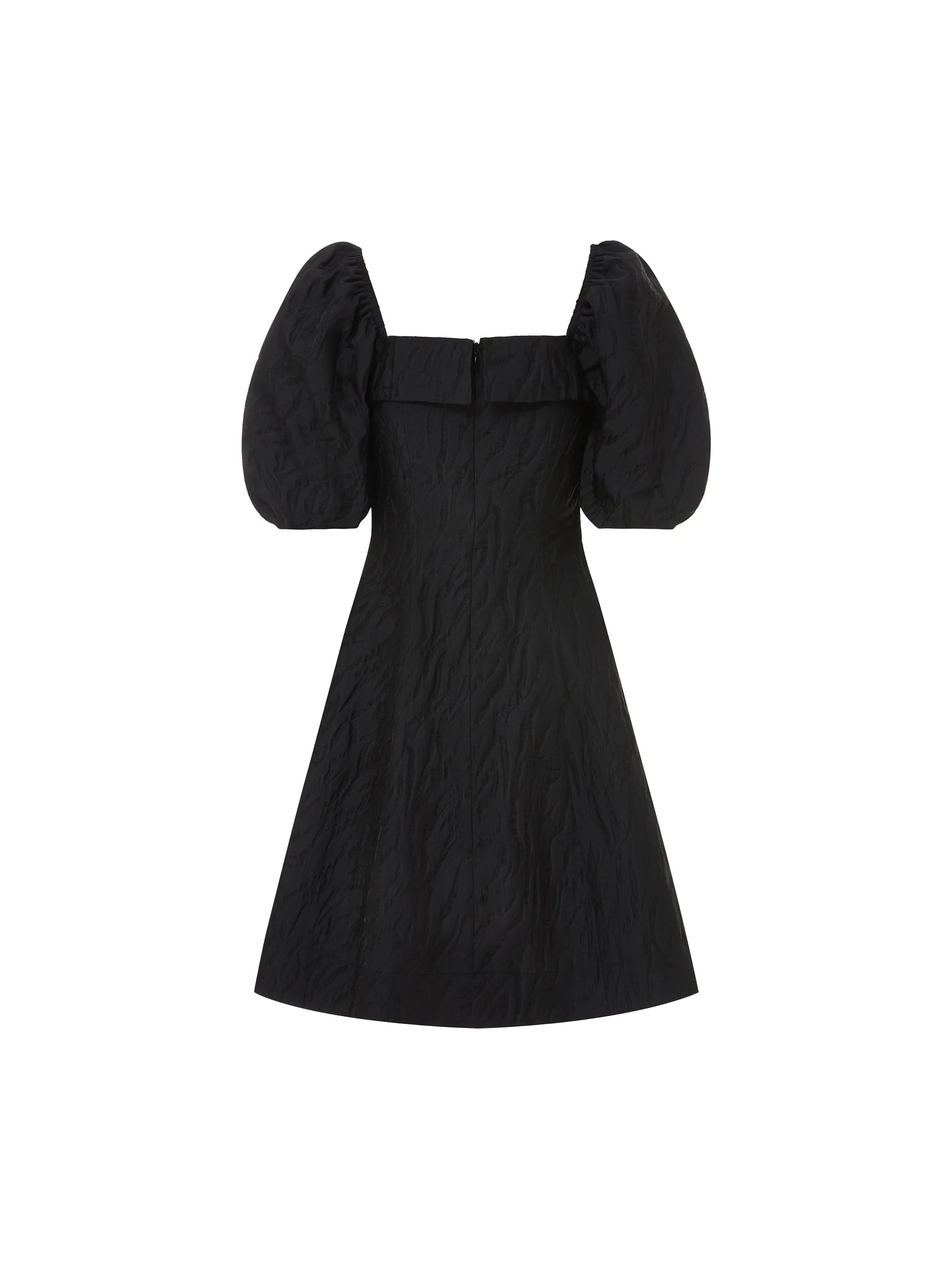 Ruffle Neck Puff Sleeve Dress