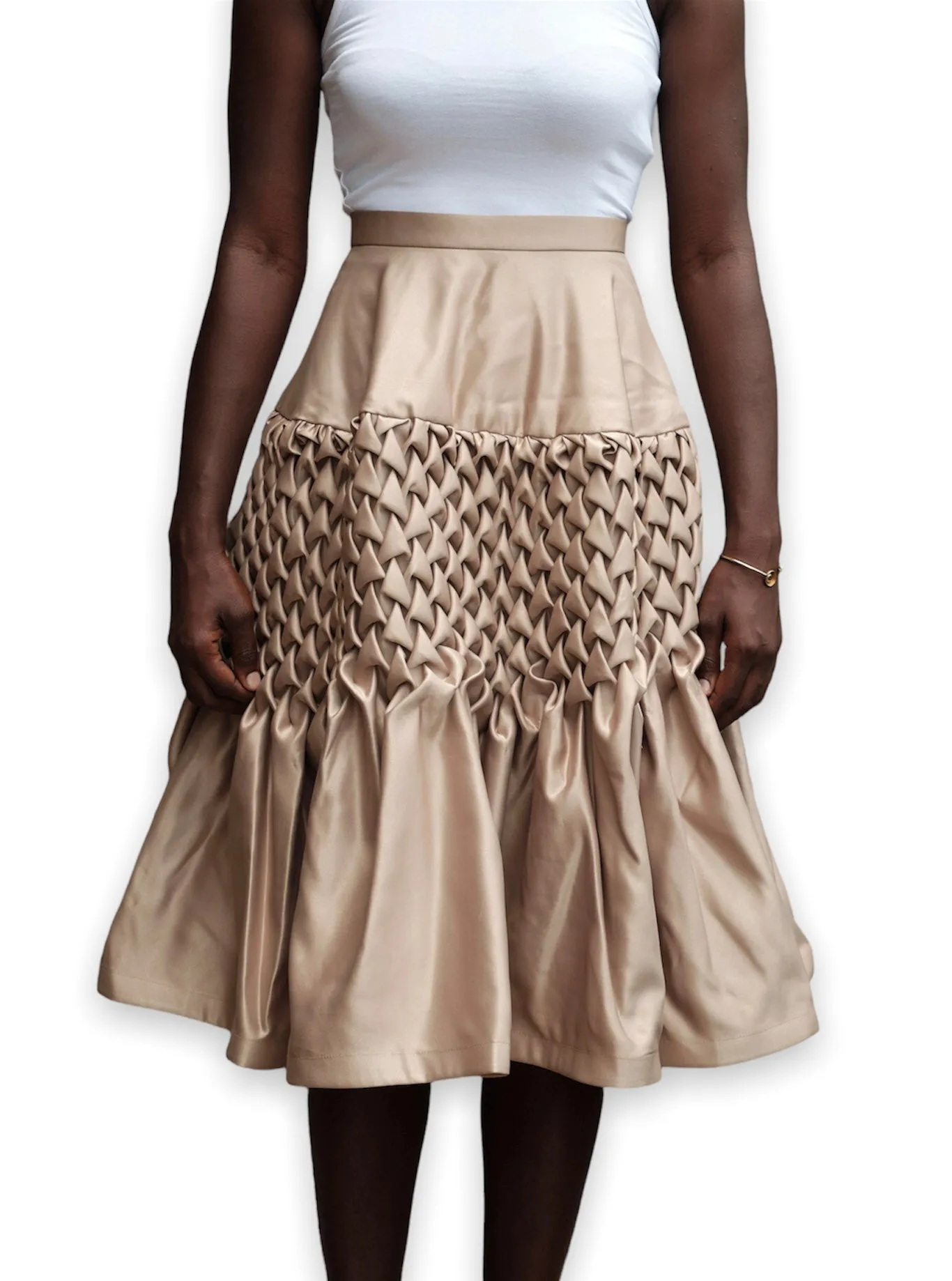 Saskia Hand-Smocked Midriff Flare Skirt