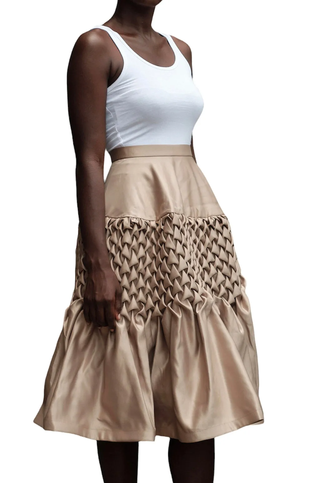 Saskia Hand-Smocked Midriff Flare Skirt