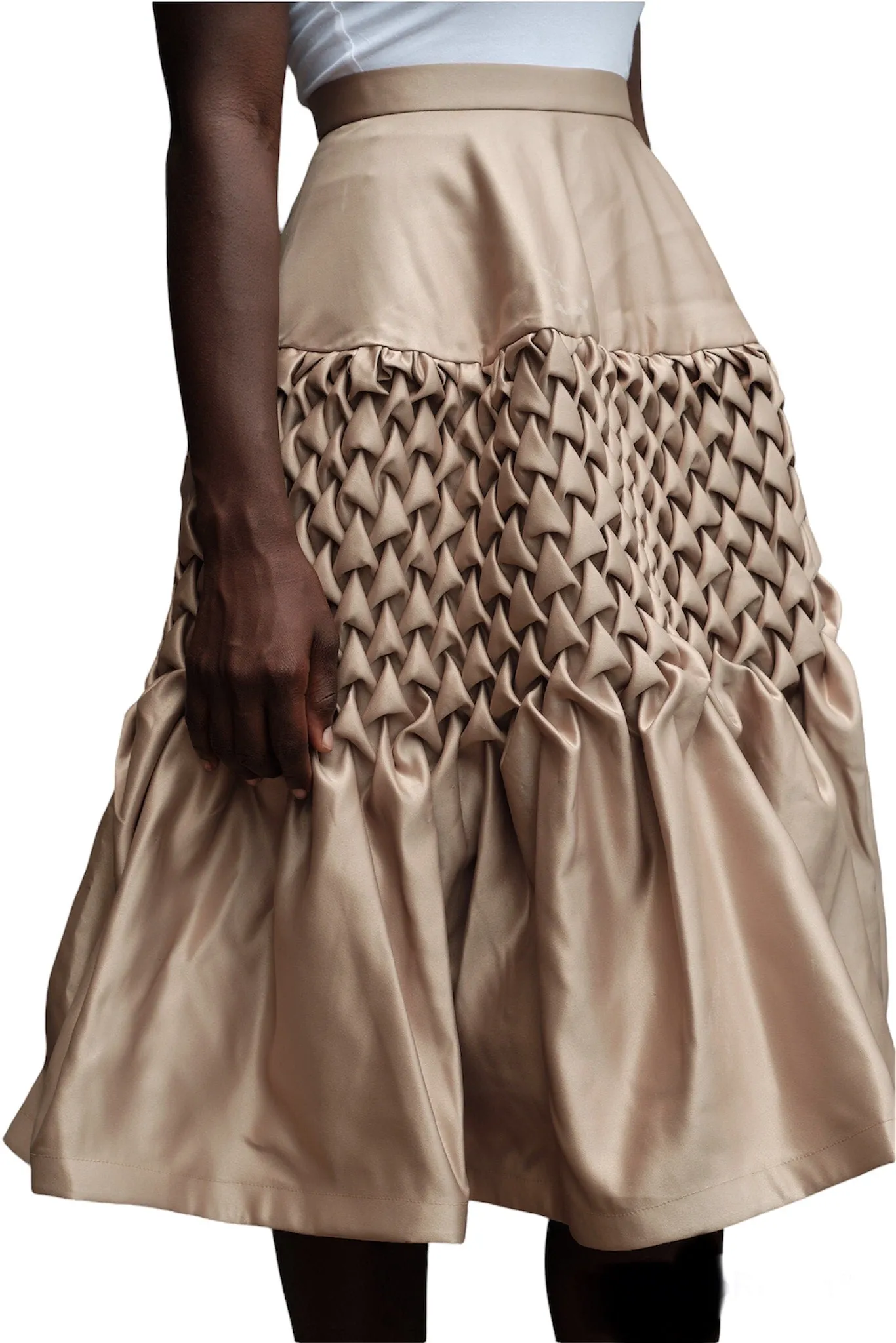 Saskia Hand-Smocked Midriff Flare Skirt