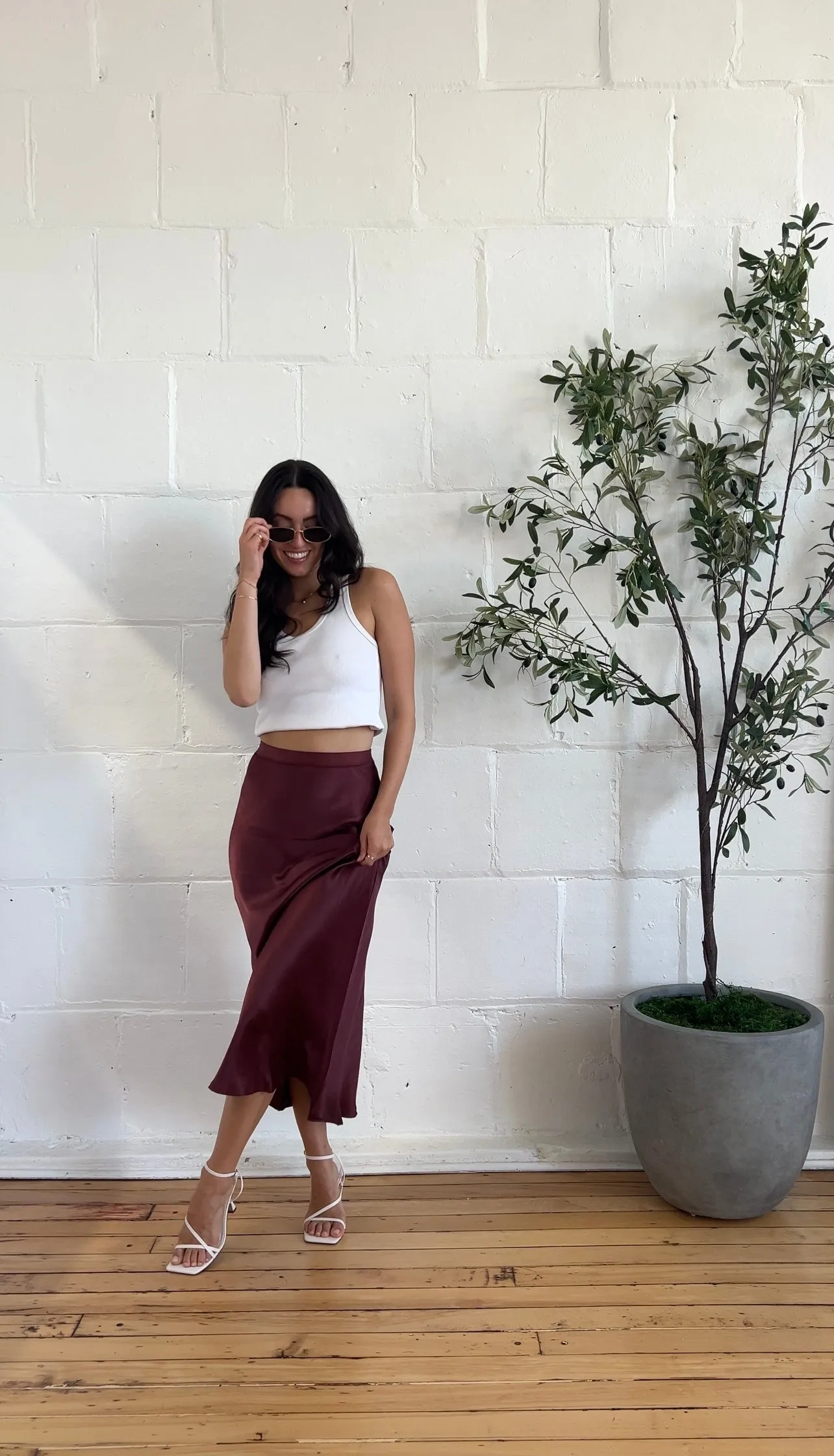 satin midi skirt