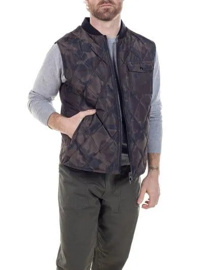 Schott NYC - Reversible Lightweight Quilted Down Filled Vest - Black/Camo