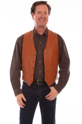 Scully Mens Classic Western Ranch Tan Leather Leather Vest