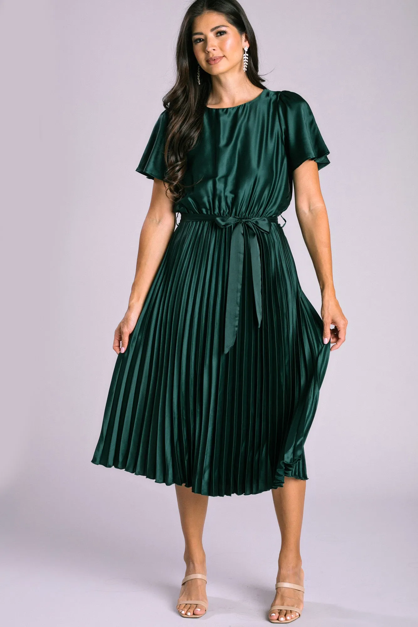 Selena Satin Pleated Dress