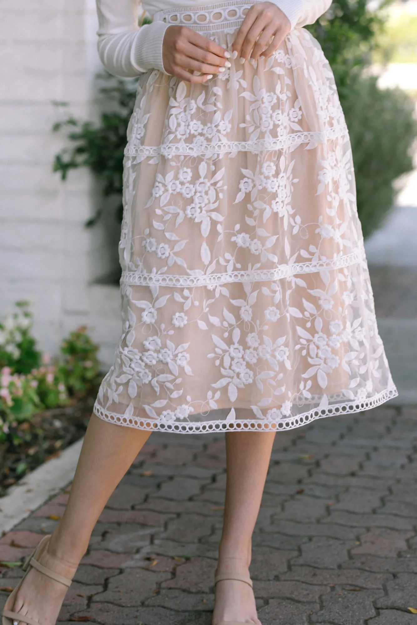 Selene Embroidered Midi Skirt