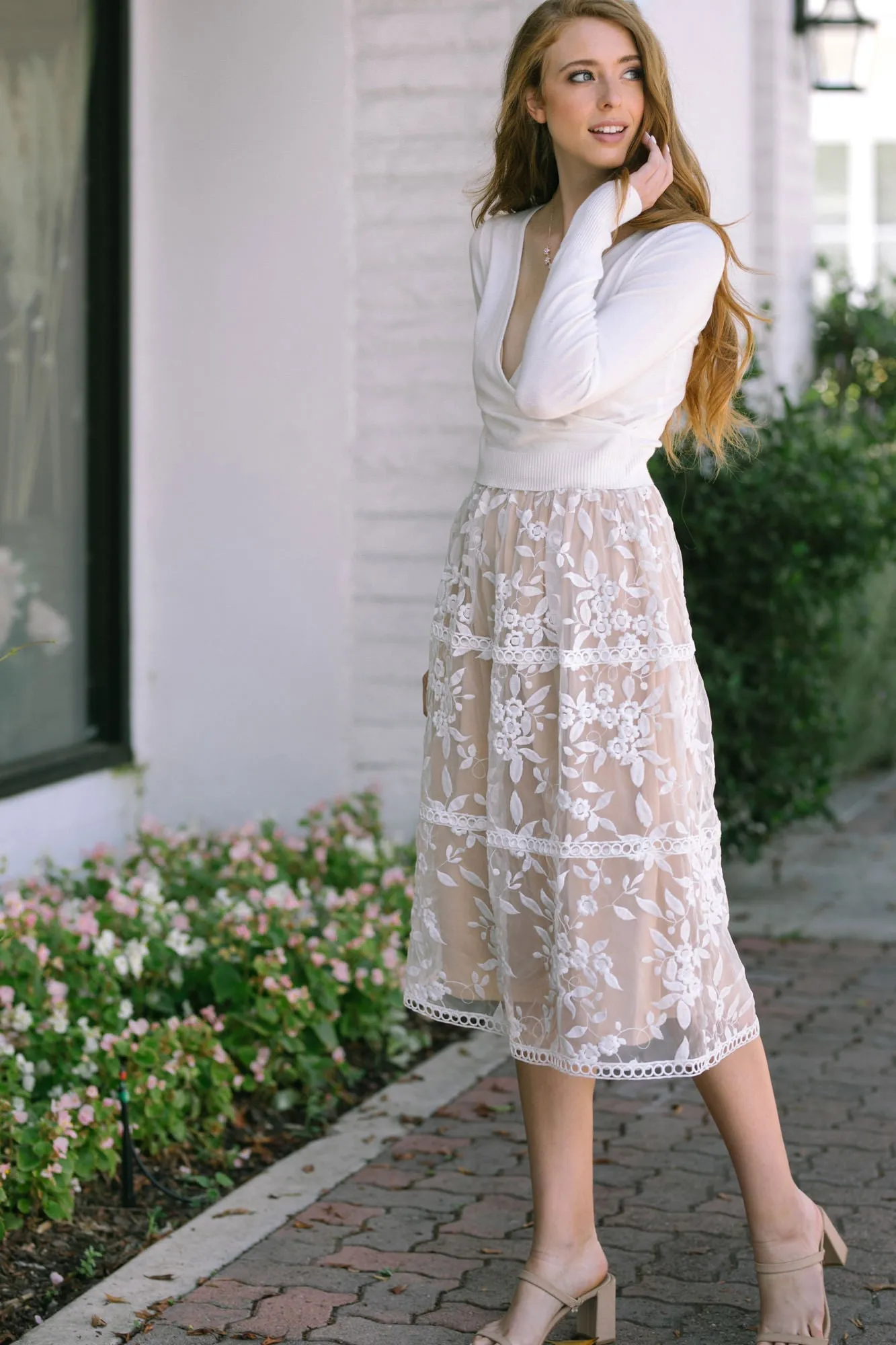 Selene Embroidered Midi Skirt