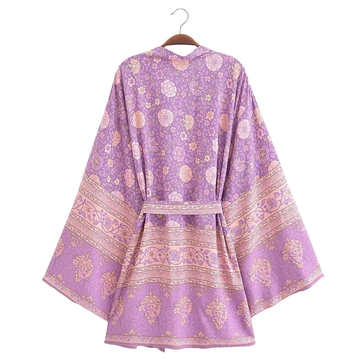 Short Kimono Purple Floral