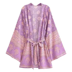 Short Kimono Purple Floral