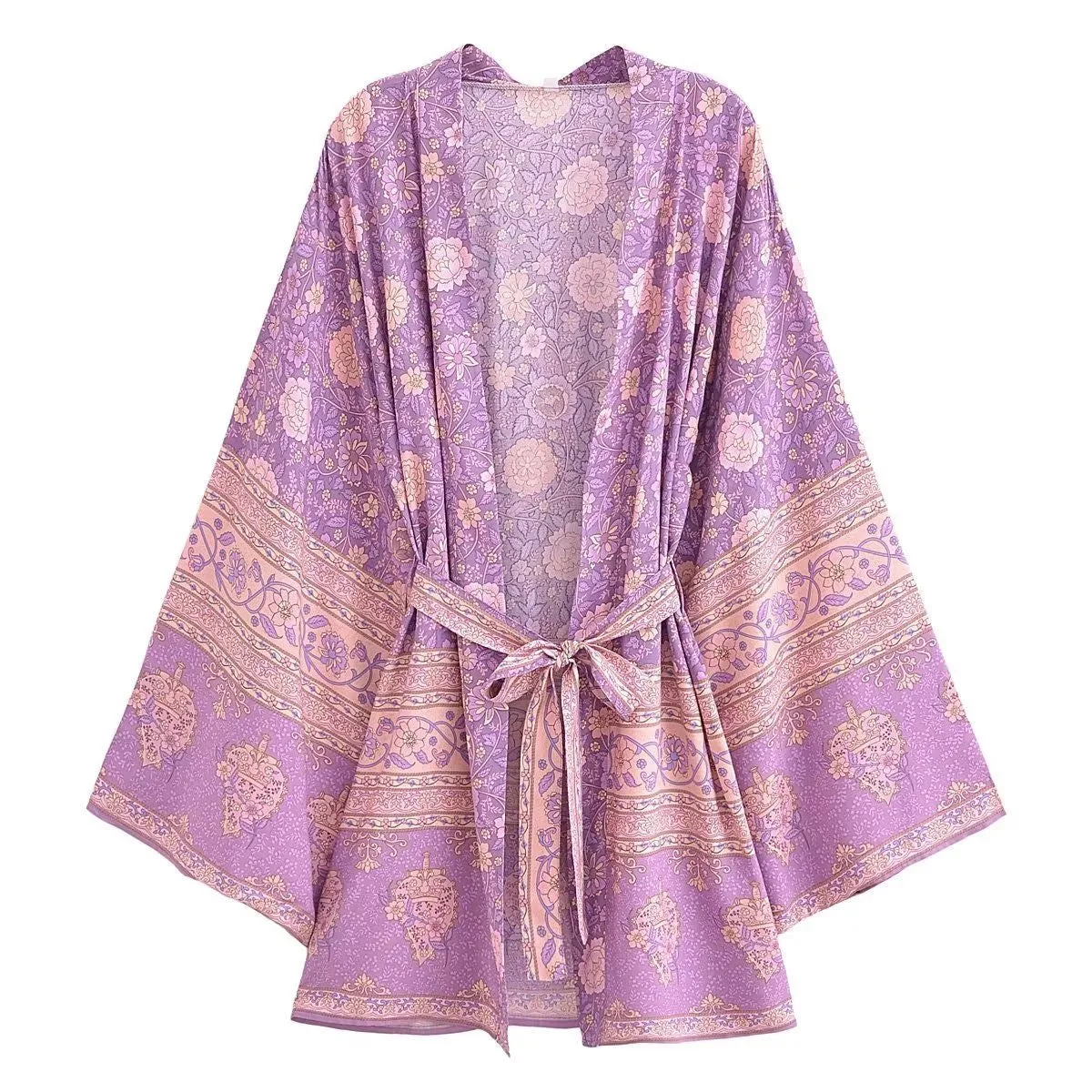 Short Kimono Purple Floral