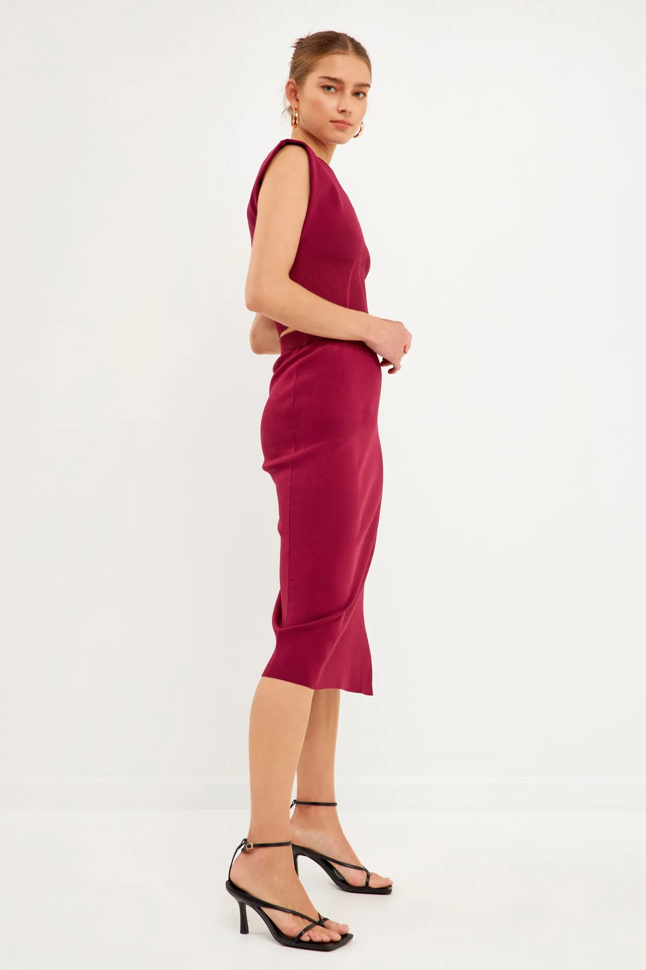 Side Slit Detailed Knit Midi Skirt