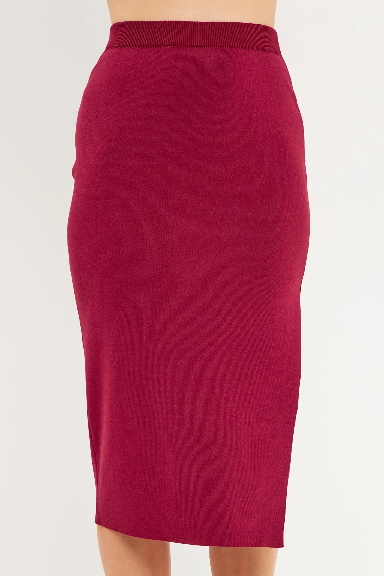 Side Slit Detailed Knit Midi Skirt