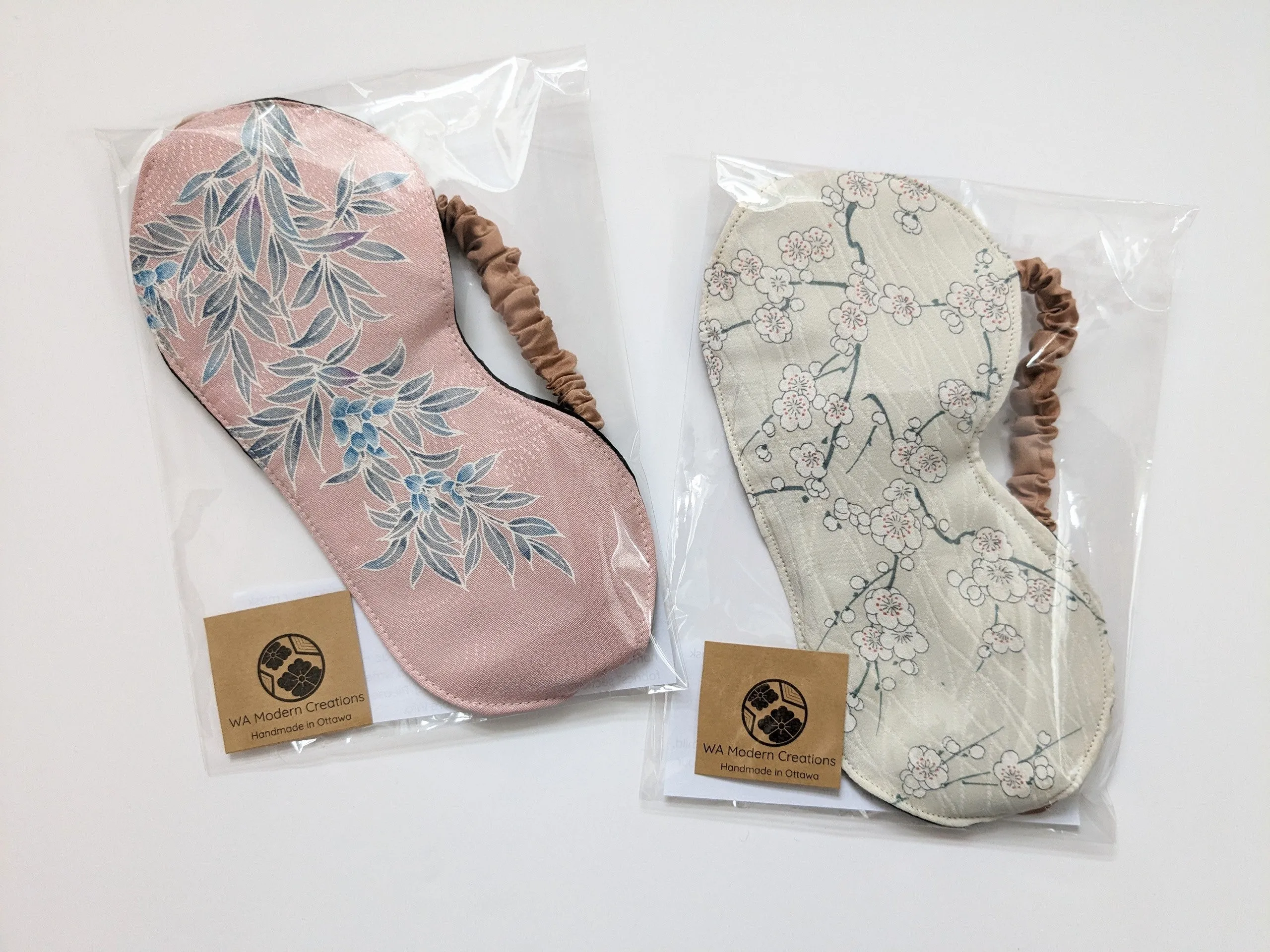 Silk Kimono Sleep Eye Mask - Blue flower