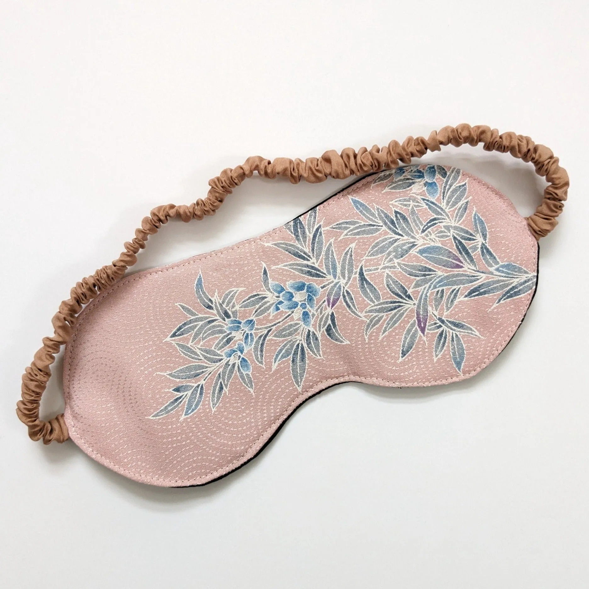 Silk Kimono Sleep Eye Mask - Blue flower