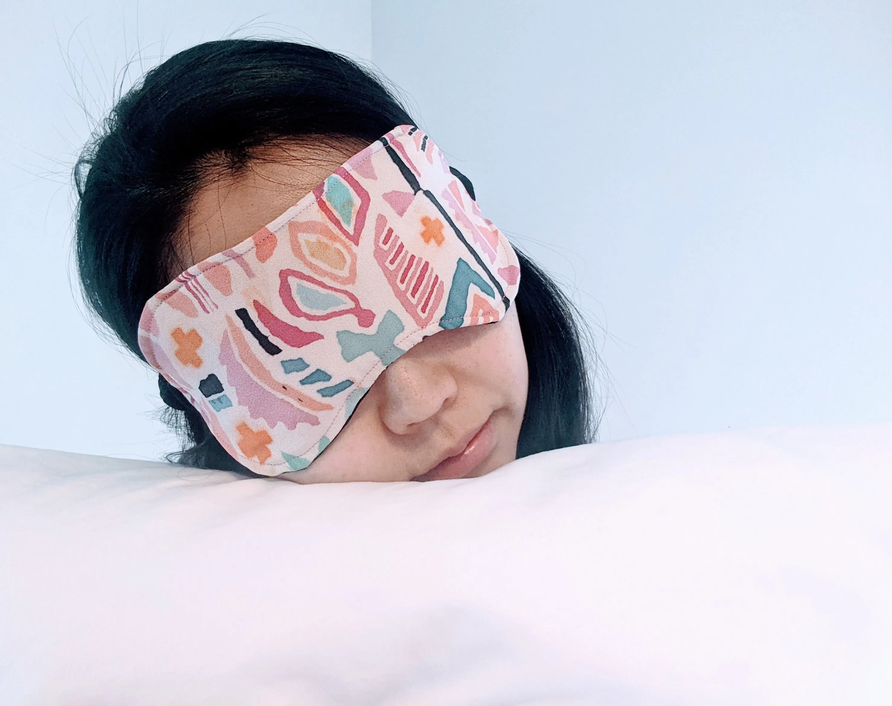 Silk Kimono Sleep Eye Mask - Blue flower