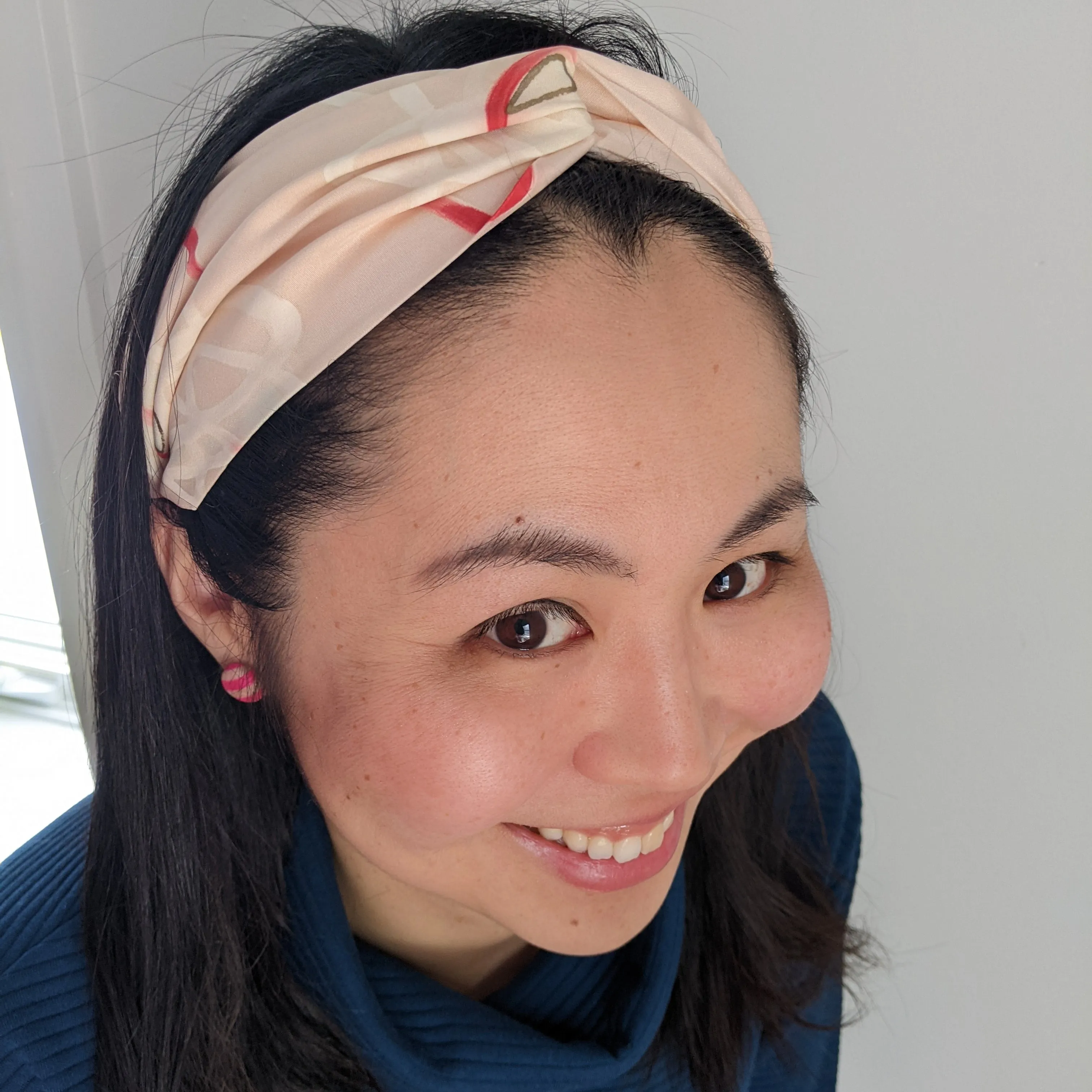 Silk Turban Headband - Green Ume and Sakura