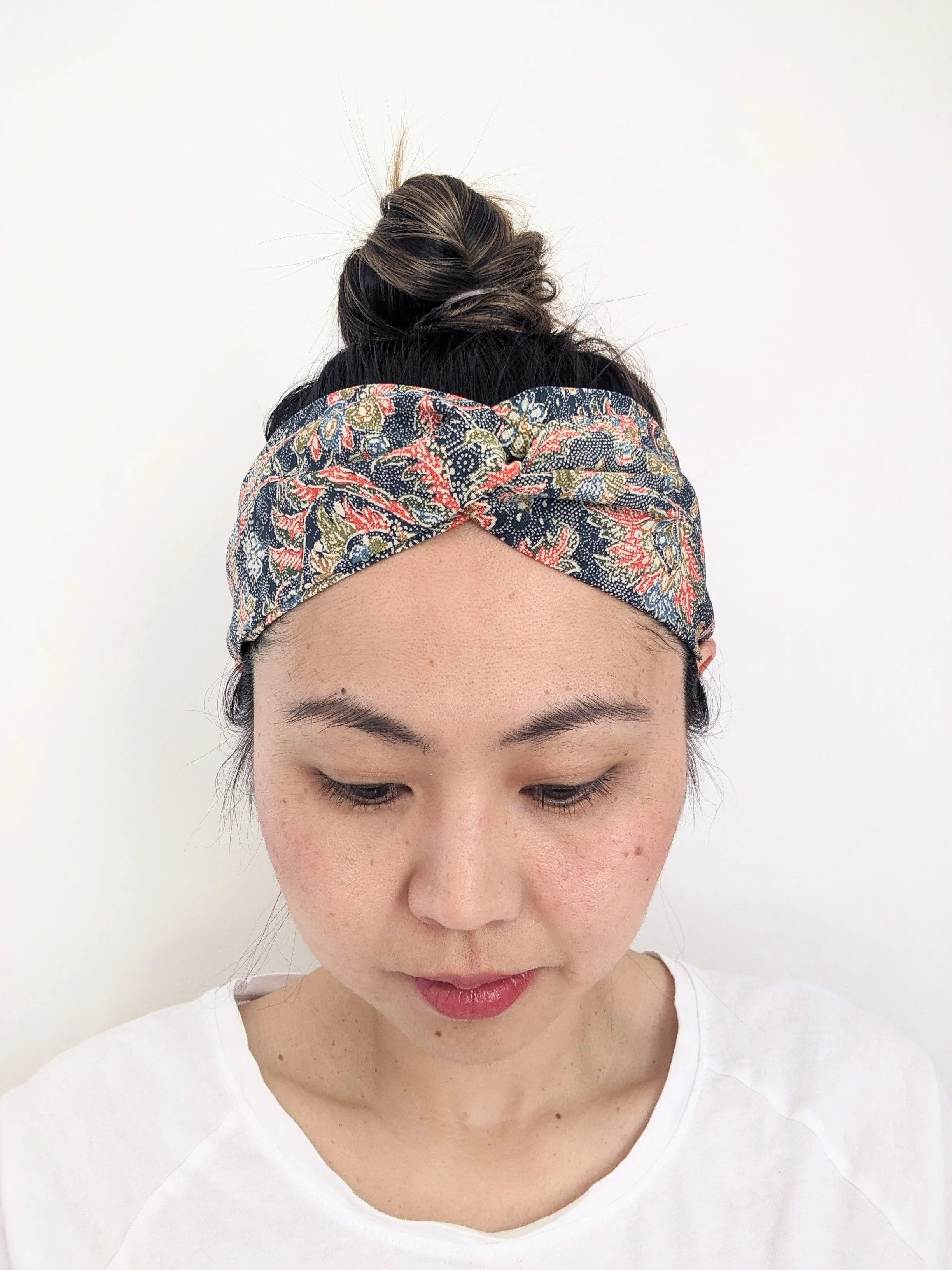 Silk Turban Headband - Green Ume and Sakura