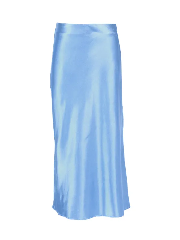 Solid Satin Midi Skirt