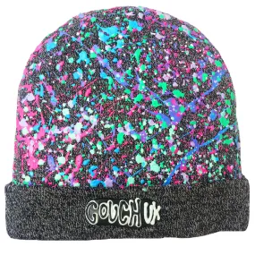 SPLATTERED BEANIE CHARCOAL GREY MARL - PASTEL MULTI